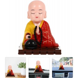 Moving Head & Hand Solar Buddha - Shaking Head Buddha Monk Statue for Car Dashboard, Home and Office Desktop, Moving Head and Hand for Health Wealth & Prosperity