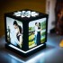 Anniversary Gift - Nostalgia Flora - Rotating Photo Lamp (Black - Medium) Acrylic, LED