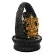 Polyresin Golden Brown Ganesha Tabletop Indoor 3 Artistic Steps Water Fountain for Living Room Home Decor with Speed Controller Pump & LED