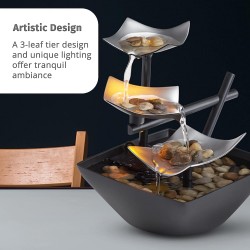 Modern Art Zen Water Fountain for Decor | 3 Tier Water Fall Fountain Table Top Indoor Outdoor Showpiece Fountain for Living Room, Table Decor, Bedroom, Office - 20 Inches