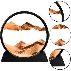 3D Natural Landscape Moving Sand Art Flowing Sand Painting sandscape for Gifting, Kids, Home Decor, Office Desk, Table Decoration, Decorative Centerpiece showpiece (Brown) 