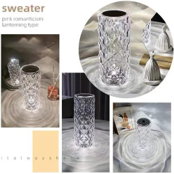 Crystal Lamp, 16 Color Changing Rose Crystal Diamond Table Lamp, USB Rechargeable Touch Bedside Lamp Night Light with Remote Control, for Bedroom Living Room Party Dinner Decor