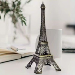 Metal Eiffel Tower Antique Vintage Statue for Room, Office, Decorative Showpiece for Home, Desk Decor, Table Stand Holder (25 cm)