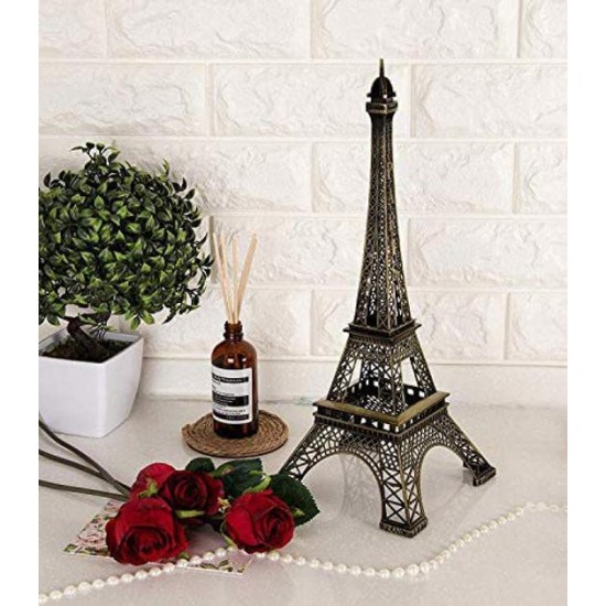 Metal Eiffel Tower Antique Vintage Statue for Room, Office, Decorative Showpiece for Home, Desk Decor, Table Stand Holder (25 cm)