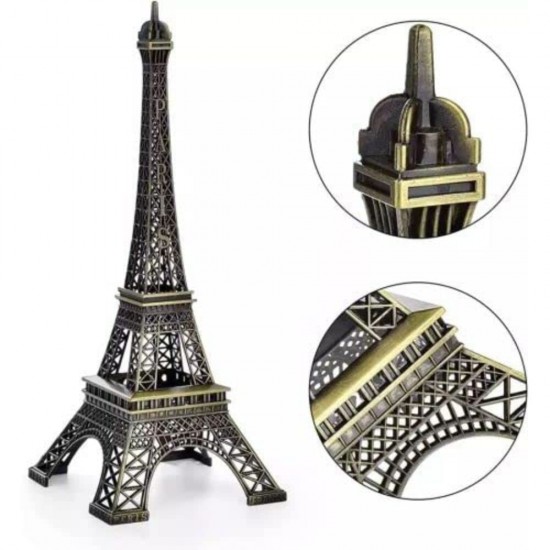 Metal Eiffel Tower Antique Vintage Statue for Room, Office, Decorative Showpiece for Home, Desk Decor, Table Stand Holder (25 cm)