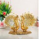 Metal Double Lovers Peacock Statue, Showpiece Figurine- Standard, Gold, 25 Cm, 16 Cm