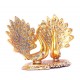 Metal Double Lovers Peacock Statue, Showpiece Figurine- Standard, Gold, 25 Cm, 16 Cm