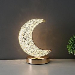 Crystal Half Moon Shape Table Lamp Night Light LED Touch Lamp for USB Cable Bedside, Bedroom, Home, Living, Dining, Desk Lamp for Diamond Lamp, Gift Items