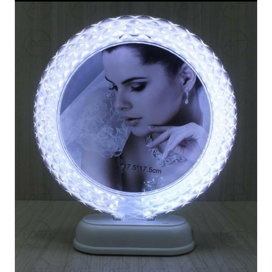 Customized 3D LED Crystal LAMP Photo Frame with touch panel Best Gifts for her, Birthday, Anniversary, Valentine's, Couple, Table, Frame White