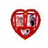 Heart Shaped Wall Hanging Photo Frame Collage For Wall Decoration, Bedroom, Living Room and Hall | Color - Red, (35x35 cm) | Best Gift For Couples, Valentine's Day, Wedding Anniversary