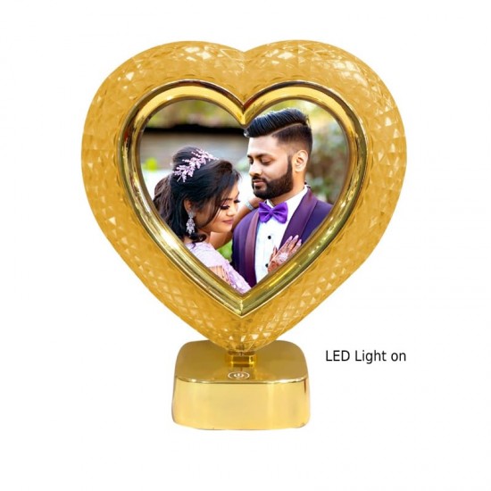 LED Crystal Lamp Heart Shape Photo Frame with Touch Panel I Best Gifts for birthday Anniversary wedding or valentine