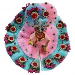 Laddu Gopal Dress with Pagdi l Ladoo Gopal Dress l Kanha Ji Dress Size 1 2 4 5 6 (Pink+Firozi, Size 6)