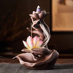 Ceramic Agarbatti Stand Backflow Smoke Fountain for Home Decor with Ash Catcher | Incense Stick Holder Agarbati Stand | Back Flow Cone Incense Holder Wave Smoke Dhoop Stand Fountain Waterfall