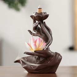 Ceramic Agarbatti Stand Backflow Smoke Fountain for Home Decor with Ash Catcher | Incense Stick Holder Agarbati Stand | Back Flow Cone Incense Holder Wave Smoke Dhoop Stand Fountain Waterfall