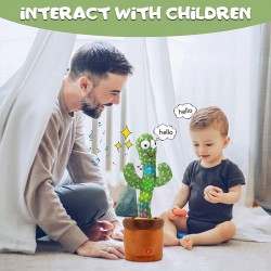 Dancing Talking Cactus Toys for Kids Funny Education Toys for Baby can Sing Wriggle Record & Repeat What You Say and LED Lighting Children Electronic Toy for Home Decor