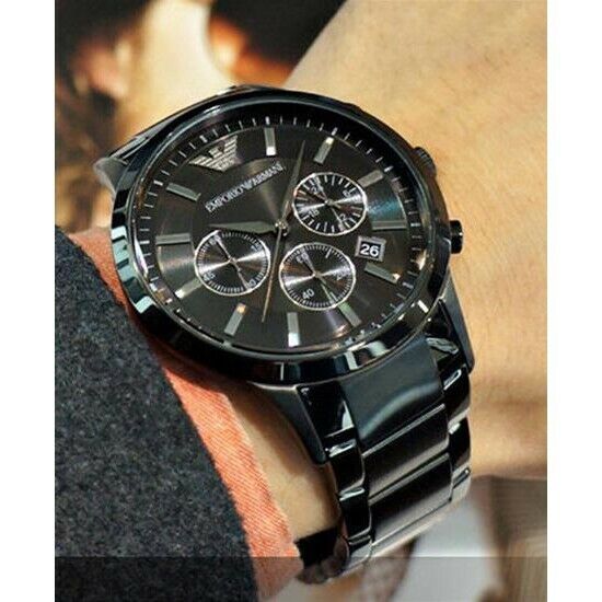 Emporio Armani Men's Renato Chronograph Watch Black Steel AR2453