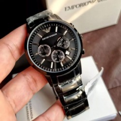 Emporio Armani Men's Renato Chronograph Watch Black Steel AR2453